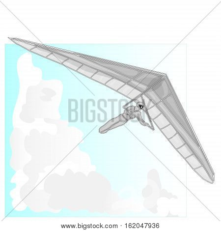 Hang glider image isolated on white background.
