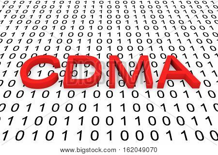 CDMA in the form of binary code, 3D illustration