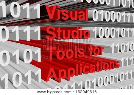 Visual Studio Tools for Applications as binary code 3D illustration