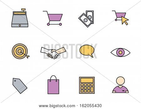Vector set icons set for business and shopping on white background