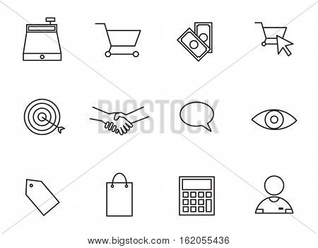 Vector set icons set for business and shopping on white background