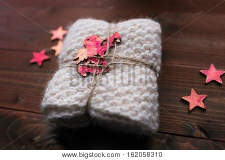 Knitted Snood With Stars And Angel Look Like Gift