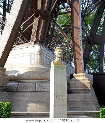 Gustave Eiffel monument located under the Eiffel Tower, Paris, France