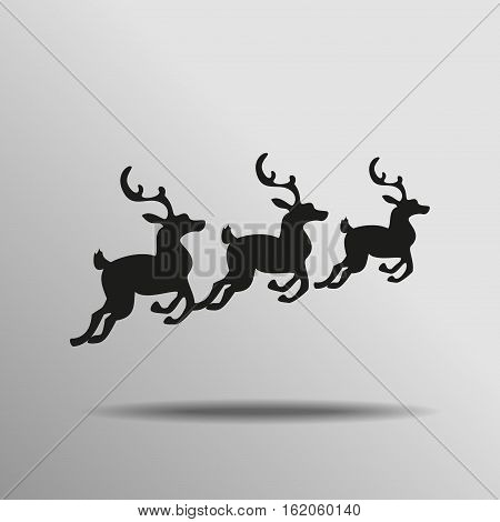 black silhouette deer with great antler Icon button logo symbol concept high quality on the gray background