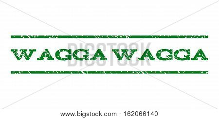Wagga watermark stamp. Text caption between horizontal parallel lines with grunge design style. Rubber seal stamp with scratched texture. Vector green color ink imprint on a white background.