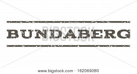 Bundaberg watermark stamp. Text caption between horizontal parallel lines with grunge design style. Rubber seal stamp with dust texture. Vector grey color ink imprint on a white background.