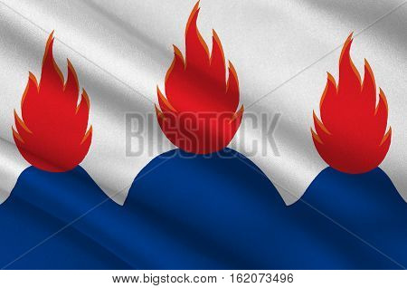 Flag of Vastmanland is a historical Swedish province in middle Sweden. 3d illustration