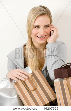 Shopping Woman Fashion Bag Phone Call.
