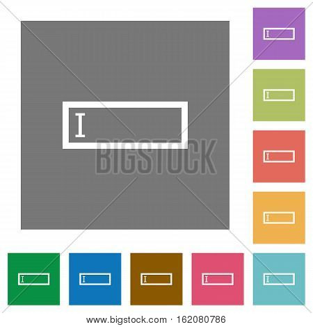 Editbox flat icons on simple color square background.