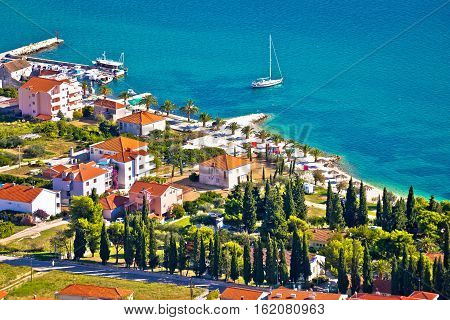 Trogir Beach And Tourist Coast Aerial View