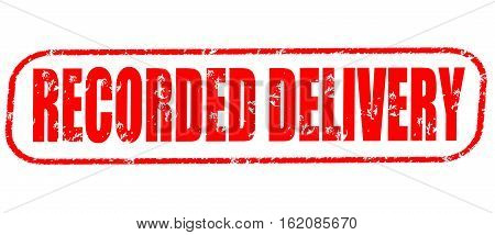 Recorded delivery on the white background, red illustration
