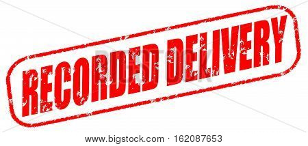Recorded delivery on the white background, red illustration