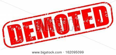 Demoted on the white background, red illustration