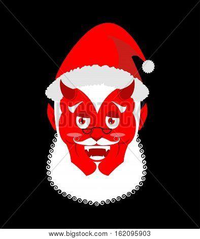 Krampus Satan Santa. Claus Red Demon With Horns. Christmas Monster For Bad Children And Bullies. Fol