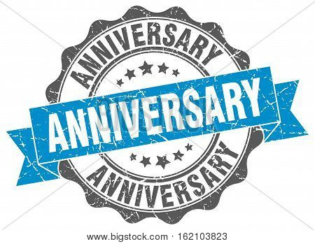 anniversary. stamp. sign. seal. round. retro. ribbon