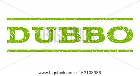 Dubbo watermark stamp. Text caption between horizontal parallel lines with grunge design style. Rubber seal stamp with unclean texture. Vector eco green color ink imprint on a white background.