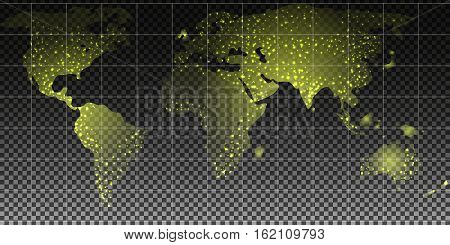 Earth city lights political map high quality