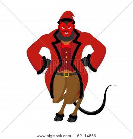 Krampus Satan Santa. Claus Red Demon With Horns. Christmas Monster For Bad Children And Bullies. Fol