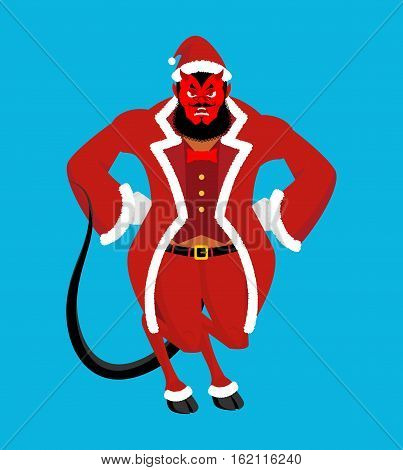 Krampus Satan Santa. Claus Red Demon With Horns. Christmas Monster For Bad Children And Bullies. Fol