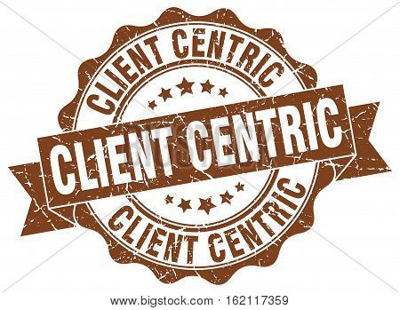 client centric. stamp. sign. seal. round. retro. ribbon