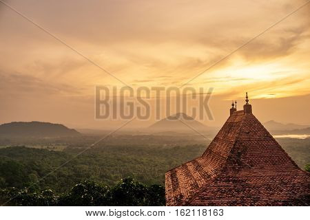 Sri Lanka: Danbulla cave temple and national park in the sunset
