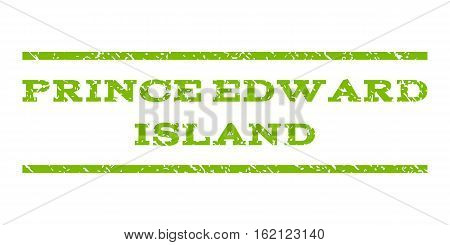 Prince Edward Island watermark stamp. Text caption between horizontal parallel lines with grunge design style. Rubber seal stamp with dirty texture.