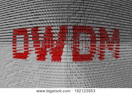 DWDM in the form of binary code, 3D illustration