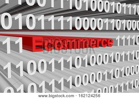 ecommerce is presented in the form of binary code 3d illustration