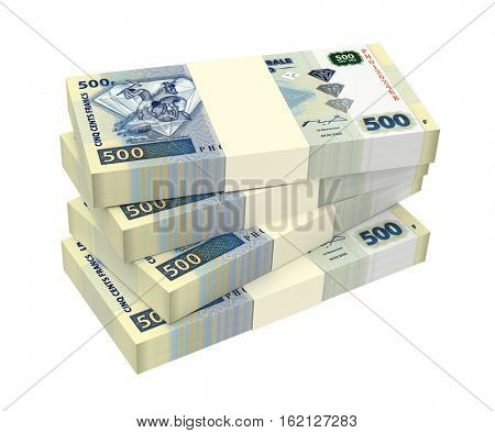 Congolese francs isolated on white background. 3D illustration.