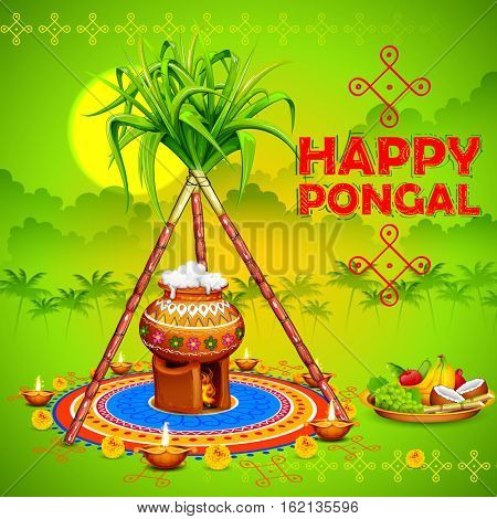 illustration of Happy Pongal greeting background