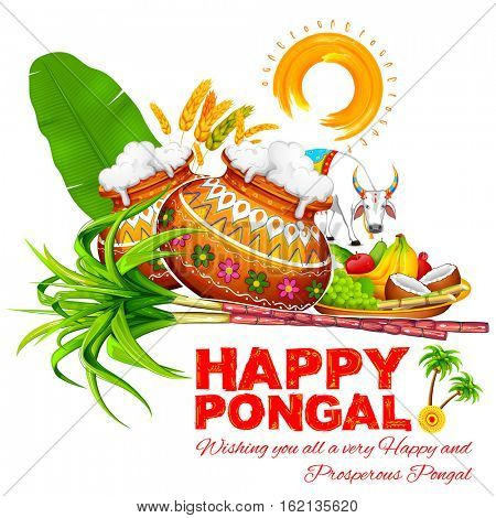 illustration of Happy Pongal greeting background