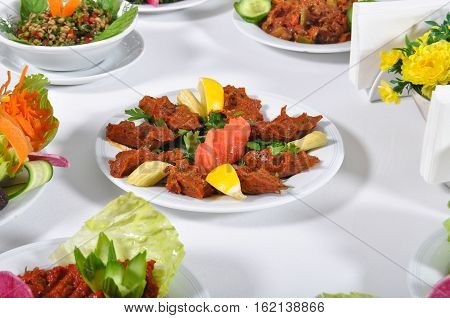 Çiğ köfte, raw meatball, one of the most important dishes of Turkish cuisine