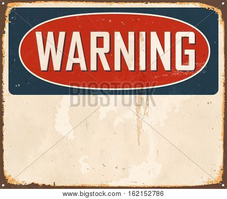 Vintage Warning metal sign with room for text or graphics. Vector EPS 10.