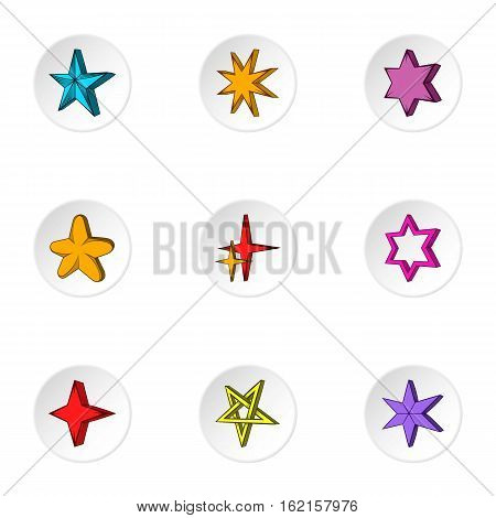 Types of stars icons set. Cartoon illustration of 9 types of stars vector icons for web