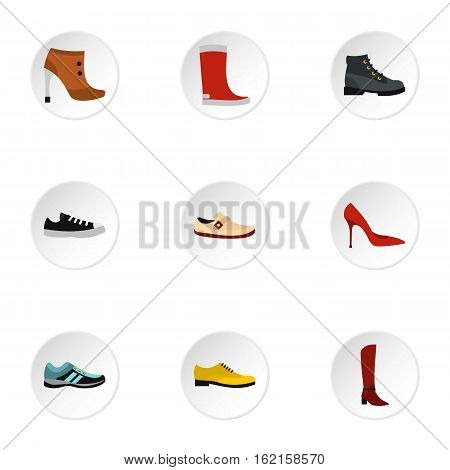 Footgear icons set. Flat illustration of 9 footgear vector icons for web