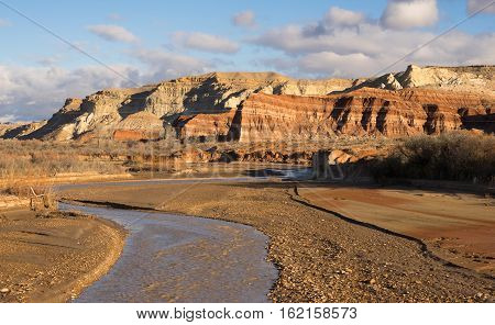 Dramatic light and clouds makes this Utah scene pop late afternoon at Pahreah River