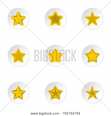 Five-pointed star icons set. Flat illustration of 9 five-pointed star vector icons for web