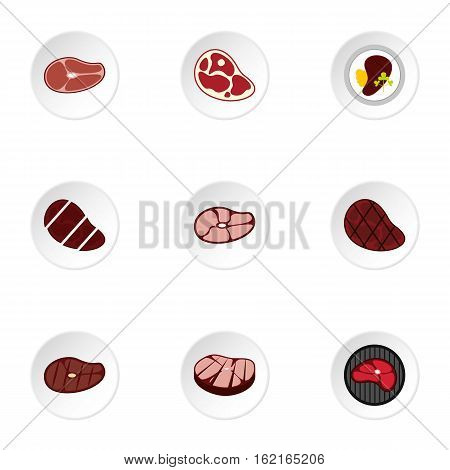 Veal icons set. Flat illustration of 9 veal vector icons for web