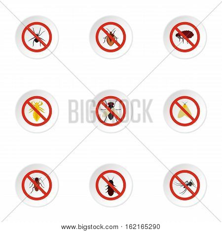Harmful insects icons set. Flat illustration of 9 harmful insects vector icons for web