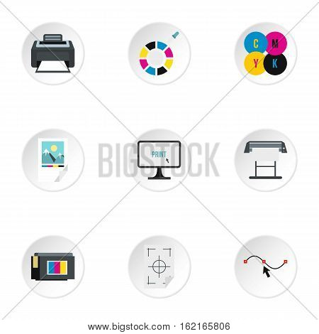 Printer icons set. Flat illustration of 9 printer vector icons for web