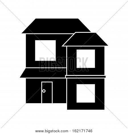 silhouette home two floor out windows brown roof vector illustration eps 10