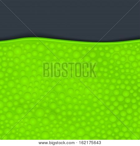 illustration of green color slime with bubbles on dark background