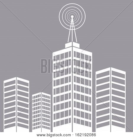 city building tower antenna transmitter vector illustration eps 10