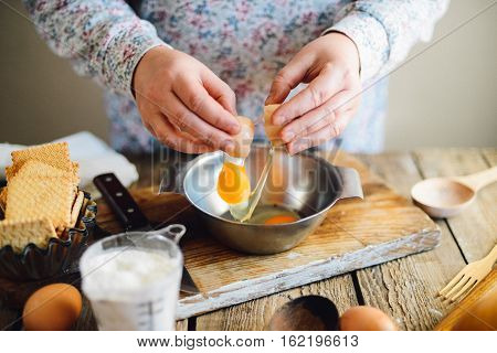 Close Up View Of Baker Kneading Dough. Homemade Bread. Hands Pre