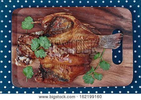 Ready Served Deep Fried Fish ,nile Tiapia, On Butcher Served.