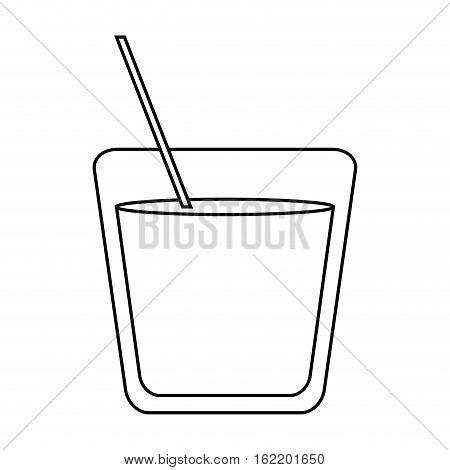 glass cocktail drink straw outline vector illustration eps 10