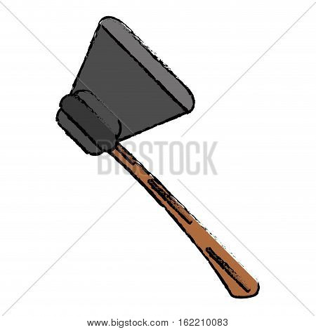 drawing fire ax tool equipment wooden hangled vector illustration eps 10