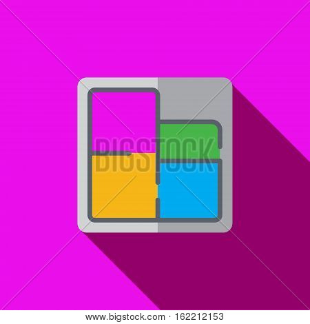 Vector icon or illustration showing appartament or house blue print with room plan in flat design style with long shadow