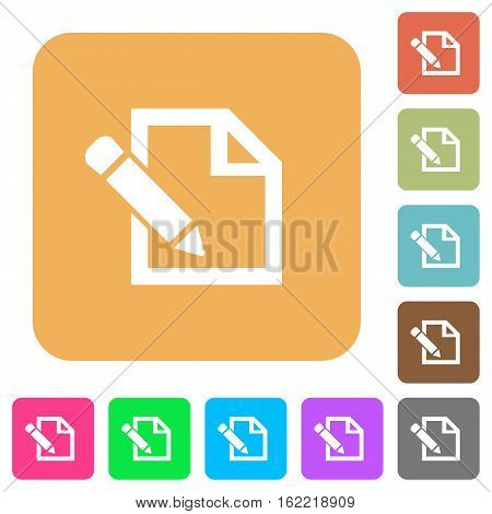 Edit icons on rounded square vivid color backgrounds.