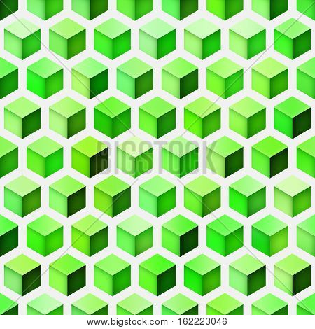Gradient green Cubes Tiling. Abstract Geometric Background Design. Seamless Multicolor Pattern